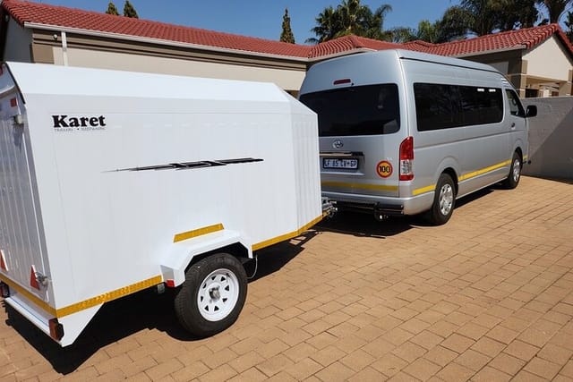 Our vehicles are new. A luggage trailer is aviable for your use.